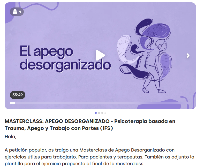 Masterclass sobre apego desorganizado, trauma, apego e IFS