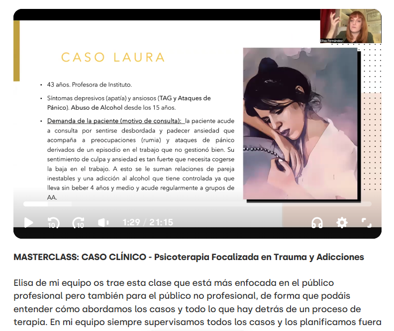 Masterclass de caso clínico sobre trauma y adicciones