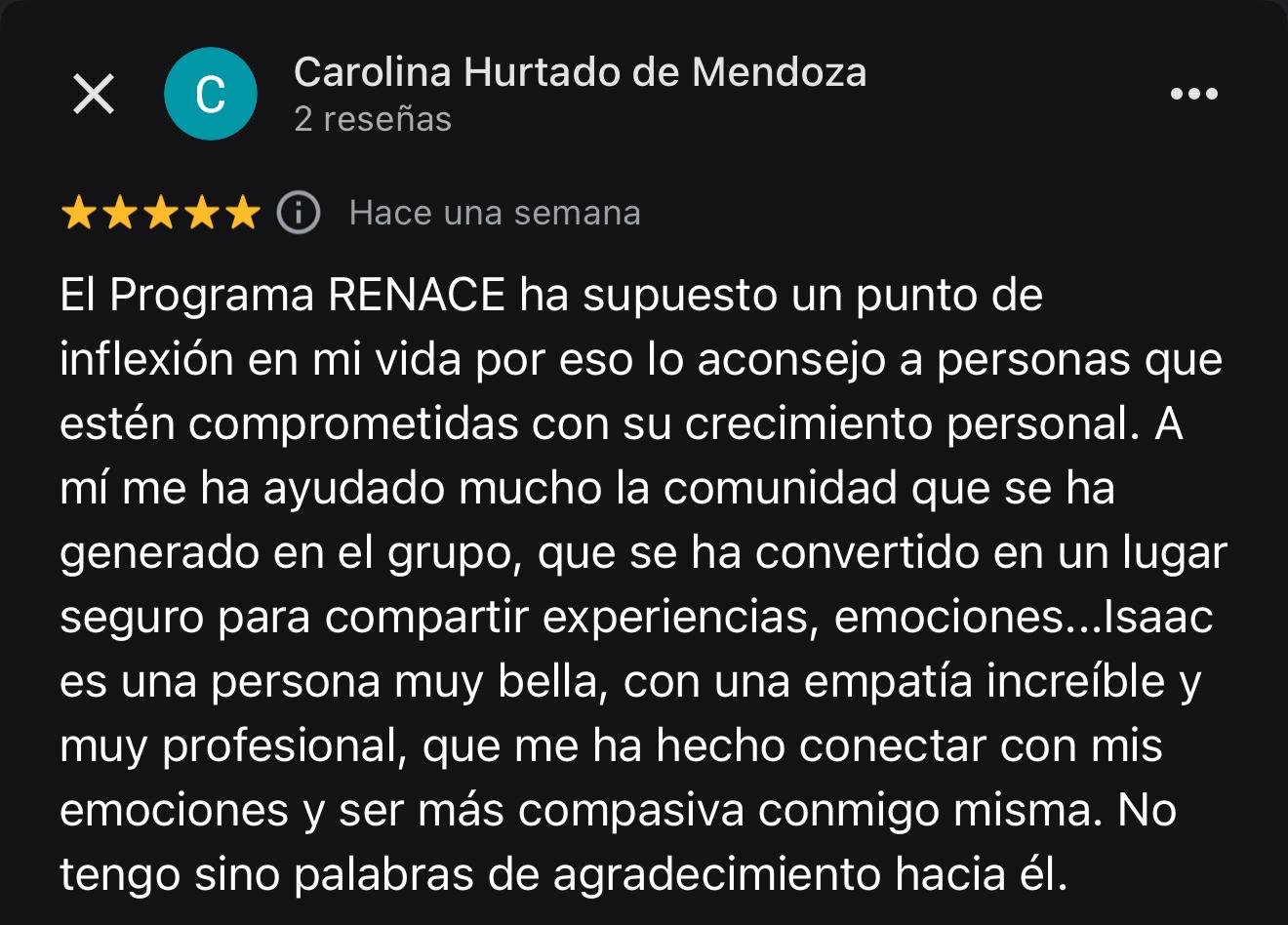 Captura de testimonio de una persona que ha pasado por terapias, cursos o programas de Isaac Díaz