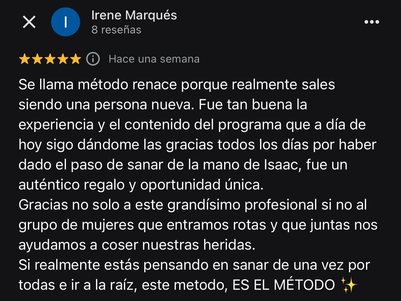 Captura de testimonio de una persona que ha pasado por terapias, cursos o programas de Isaac Díaz