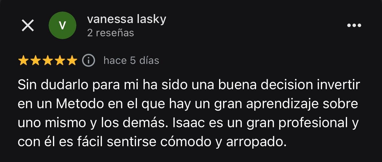 Captura de testimonio de una persona que ha pasado por terapias, cursos o programas de Isaac Díaz