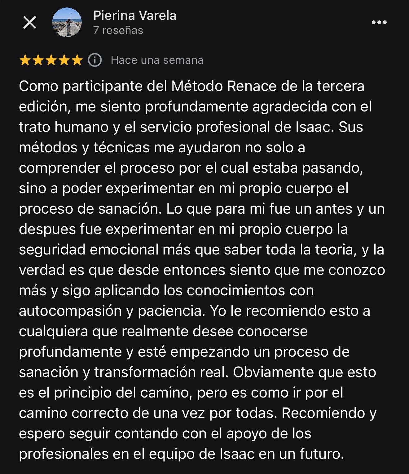 Captura de testimonio de una persona que ha pasado por terapias, cursos o programas de Isaac Díaz
