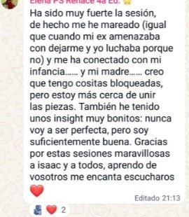Captura de testimonio de una persona que ha pasado por terapias, cursos o programas de Isaac Díaz
